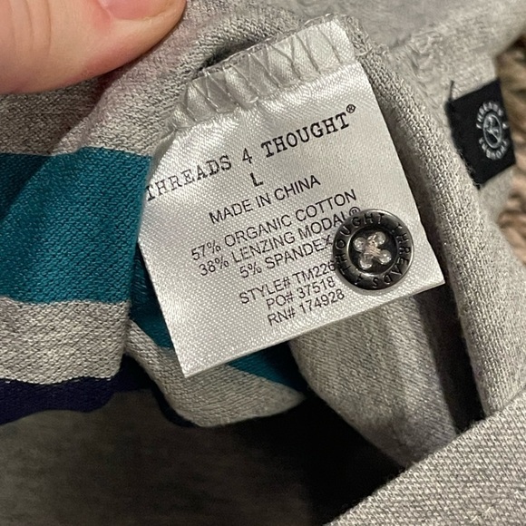 Threads for thought nwt gray striped short sleeve polo - Picture 8 of 9